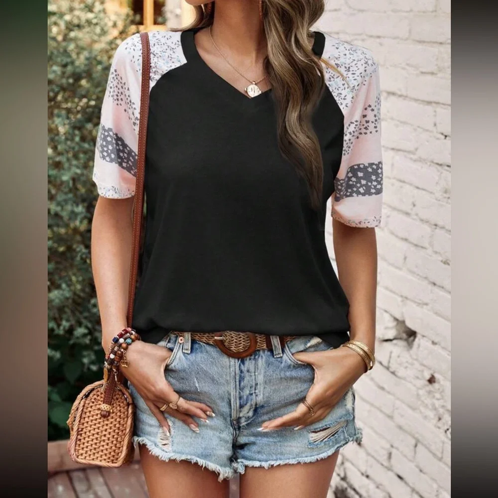 Boho ditsy floral print raglan sleeve blouse - Picture 6 of 16